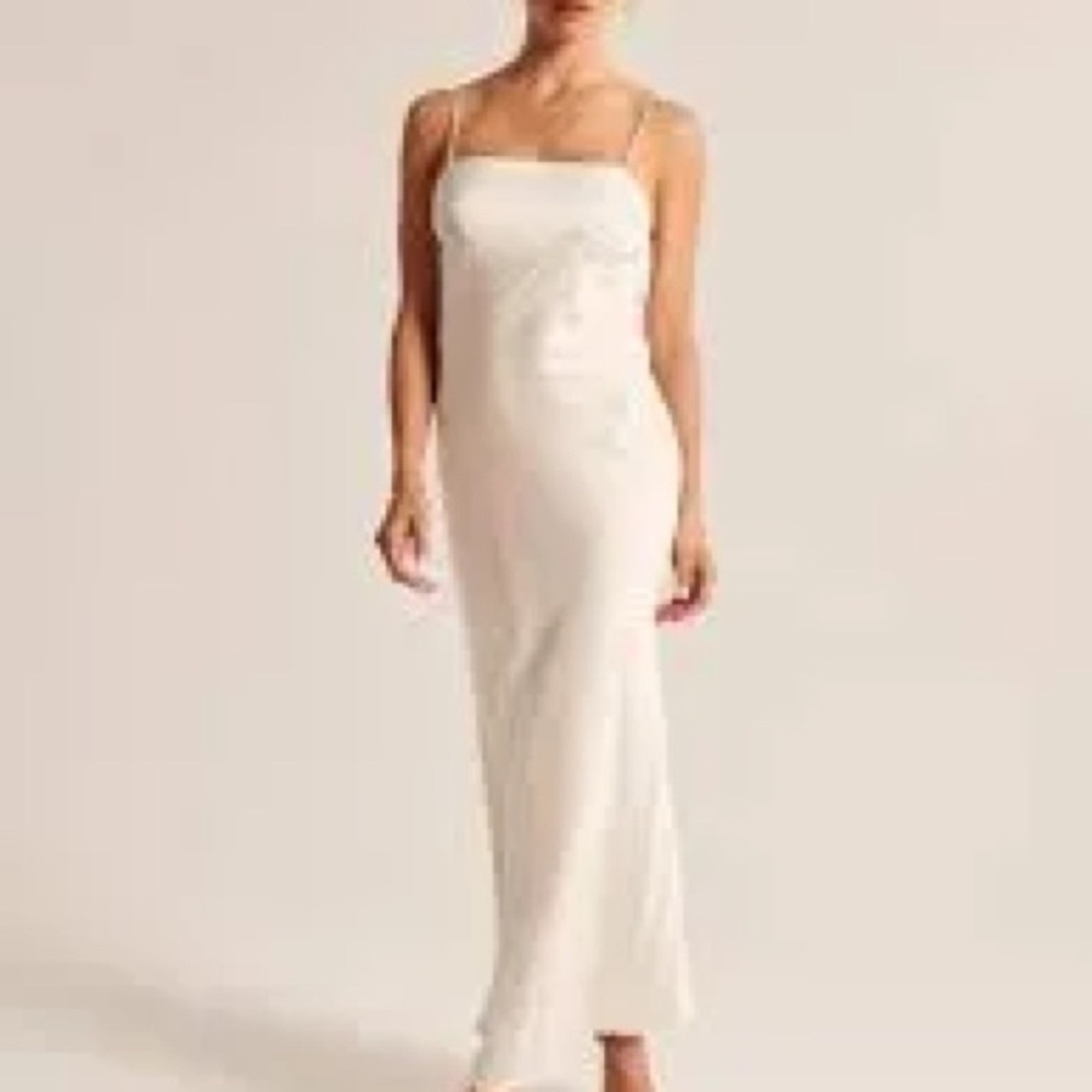 NWT Abercrombie and Fitch Ivory/Cream Cowl Back Slip Midi Dress- bridal